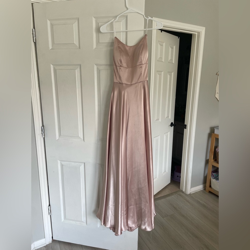 Betsy & Adam Blush Satin Maxi Dress